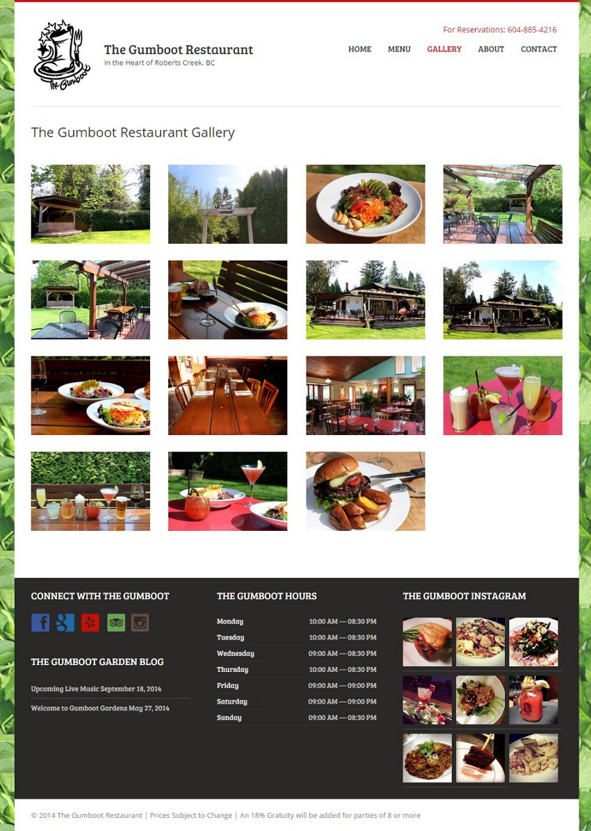 Gumboot Restaurant Website